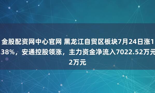 金股配资网中心官网 黑龙江自贸区板块7月24日涨1.38%，安通控股领涨，主力资金净流入7022.52万元