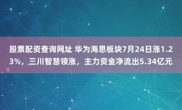 股票配资查询网址 华为海思板块7月24日涨1.23%，三川智慧领涨，主力资金净流出5.34亿元